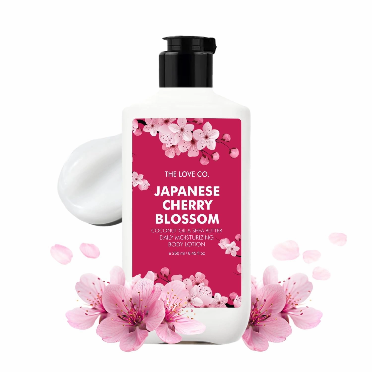 THEE LOVE CO. Japanese Cherry Blossom Body Lotion 250ml | Hydrating Body Moisturizer for Dry Skin | Infused with Jojoba Oil, Shea Butter & Vitamin E | Non-Greasy Skin Care