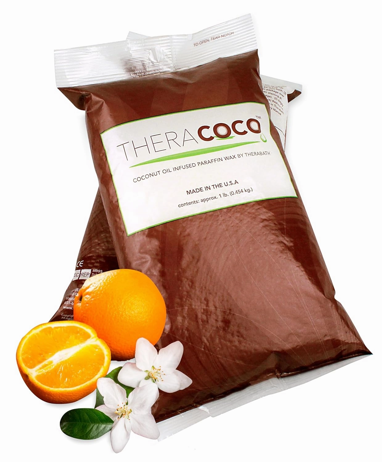 Therabath TheraCOCO Paraffin Wax Refills - Wax Beads - Relieve Arthritis Discomfort, Stiff Muscles & Dry Skin - with Coconut Oil - for Hands, Feet, Body - Hydrates - Made in USA, 6 lb. Orange Blossom