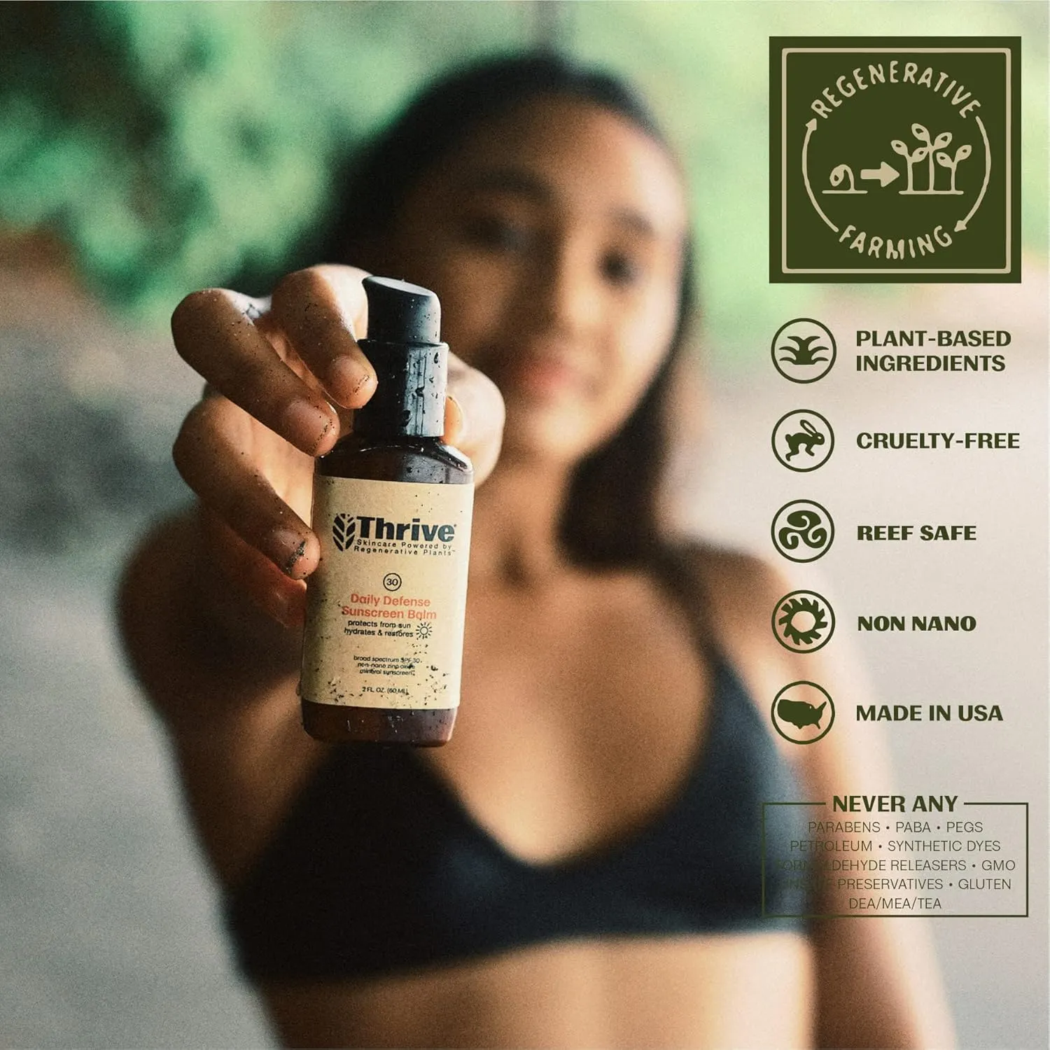Thrive Natural Care Mineral Face Sunscreen SPF 30 - Daily Sunscreen for Face, No White Cast, Non-Nano Zinc Oxide - Lightweight Moisturizer Broad-Spectrum Protection - Vegan, 2 Fl Oz
