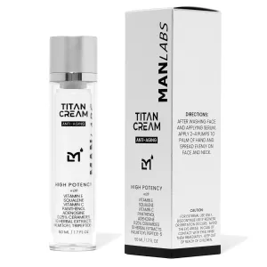 Titan Men's Anti Aging Face Cream - Light Facial Moisturizer for Men with Herbal Extracts, Ceramides, Vitamins E and C, Squalane - Mens Skincare for All Skin Types - Unscented, 1.7 Fl Oz