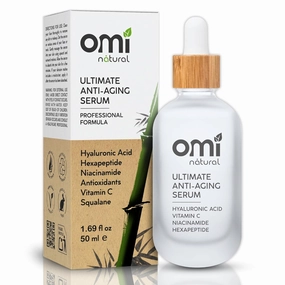 Total Package Serum - Vitamin C - Hyaluronic Acid - Acetyl Hexapeptide-8 - Niacinamide Serum - Argireline - Botox in a Bottle and Pore Minimizer for Face -For All Ages, Skin Types and Genders - 50ml