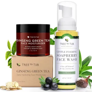 Tree to Tub Retinol Anti Aging Face Moisturizer for Dry Sensitive Skin Face Wash for Oily Combination Skin Anti Wrinkle Hyaluronic Acid Facial Moisturizer Gentle Tea Tree Face Cleanser for Women Men