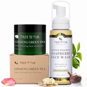 Tree to Tub Hydrating Face Moisturizer for Dry and Sensitive Skin & Sensitive Skin Face Wash for Dry Skin - Moisturizing Gentle Face Cleanser and Face Moisturizer for Women & Men
