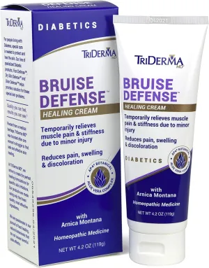 TriDerma Bruise Defense Healing Cream for Those Who Bruise Easily, Rids Discoloration and Bruising with Arnica, AP4 Aloe Vera and MSM, 4.2 oz