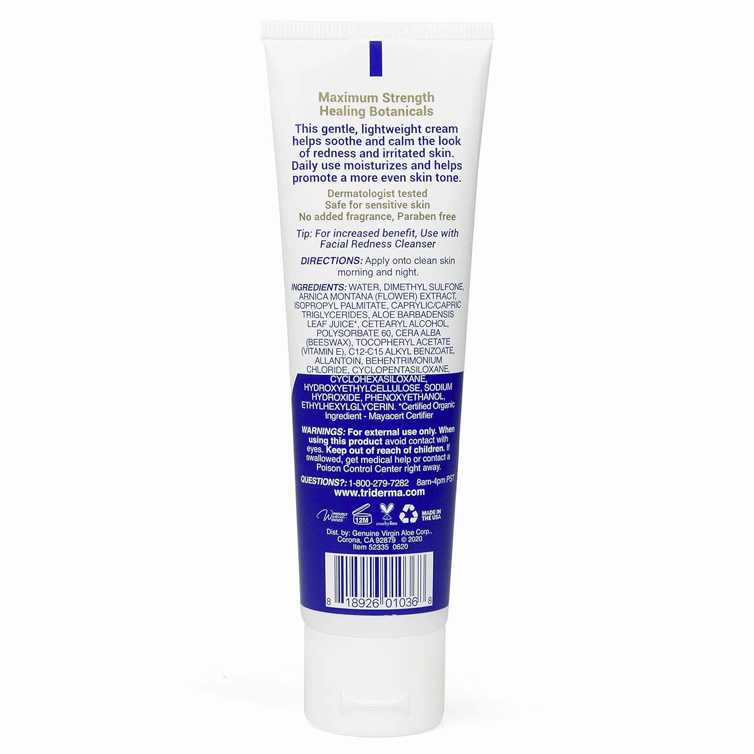 TriDerma Facial Redness Relief Bundle, Gentle Face Cleanser Plus Moisturizing Face Cream, Soothing Daily Redness Treatment for Red, Sensitive Skin| Promotes Even Skin Tone | Day/Night |