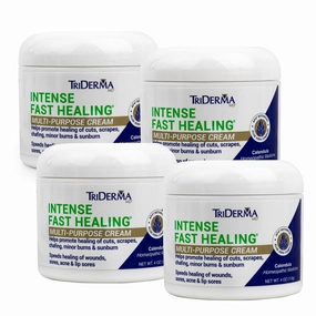 TriDerma Intense Fast Healing Cream for Sores, Cuts, Scrapes, Cracked Hands, Rashes and Hard-to-Heal Skin Irritations, Therapeutic Skin Care Pack of 4