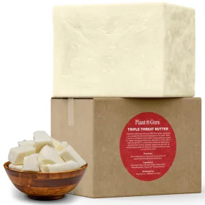 Triple Threat Body Butter 5 lbs. Bulk - Blend of Shea, Mango & Coconut Oil - 100% Pure Natural Raw Unrefined Moisturizer For Dry Skin, Face And Hair. Great For Lip Balm and Soap Making