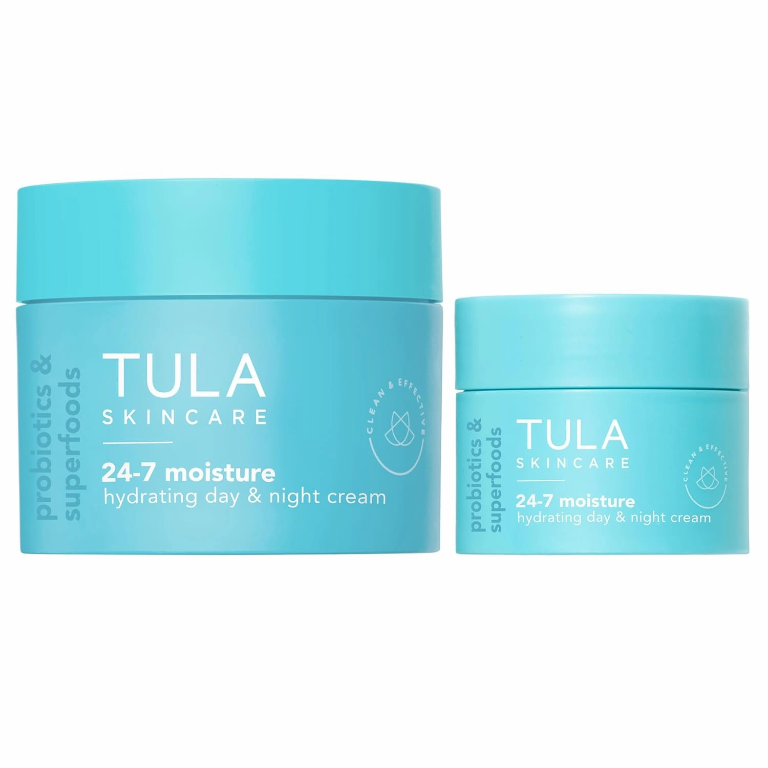 TULA Skin Care 24-7 Hydrating Day & Night Cream, Full   Travel Size Duo - Nourishing Face Moisturizer Maintain Skin Balance & Improve Skin Smoothness, Contains Watermelon & Apple Extract, Set of 2