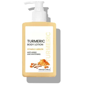 Turmeric Body Lotion 3.34 floz - Anti-Aging Face & Body Cream with Natural Turmeric - Long-Lasting Moisturizer for Dry Skin, Smoothing Skin Care Treatment - Men & Women