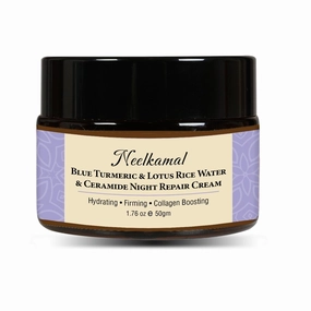 Turmeric & Lotus Rice Water Night Moisturizer with Ceramides, Hydrating Cream for All Skin Types, 50g (1.76 oz)