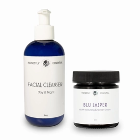 Ultimate Skincare Bundle: Blue Jasper Face Moisturizer with SPF and Face Cleanser for Women of All Skin Types - Elevate your daily skincare routine with this refreshing bundle