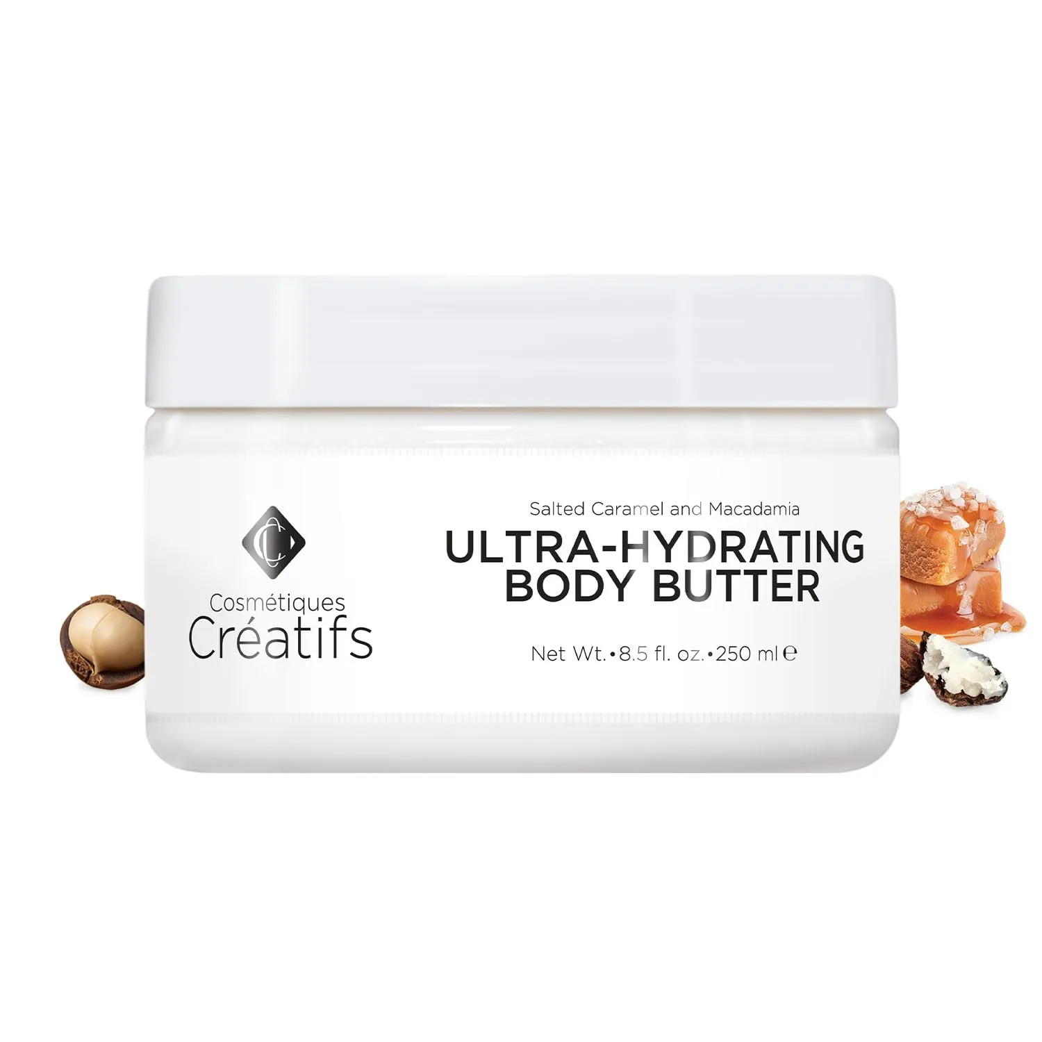 Ultra-Hydrating Body Butter with Shea Butter, 8.5 fl. oz., Salted Caramel and Macadamia Scent, Deep Moisturizing, Soothes, Repairs, and Nourishes Skin