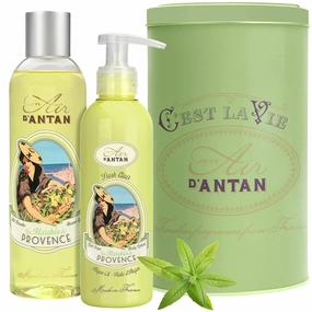 Un Air d'Antan Christmas Gift Set for Women - 2 Piece Body Lotion & Body Wash Set - Birthday Gifts for Women - Body Bath Set: Bergamot & Provence Verbena Body Moisturizer (200ml), Shower Gel (250ml)