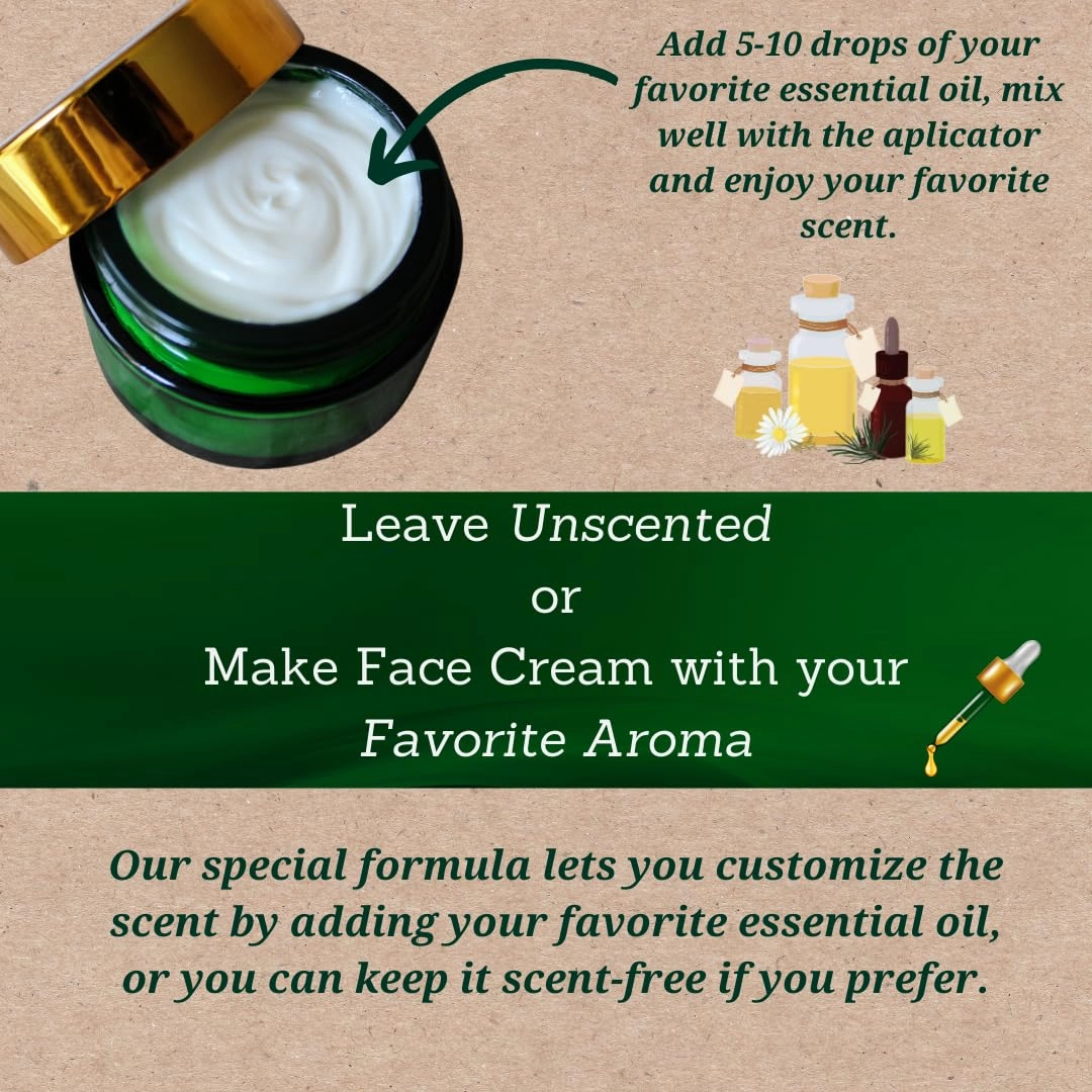 Unscented All Natural Hydrating Face Cream | Organic & Vegan Face Moisturizer for Sensitive Skin | Deep Hydration - Ideal for Dry Skin