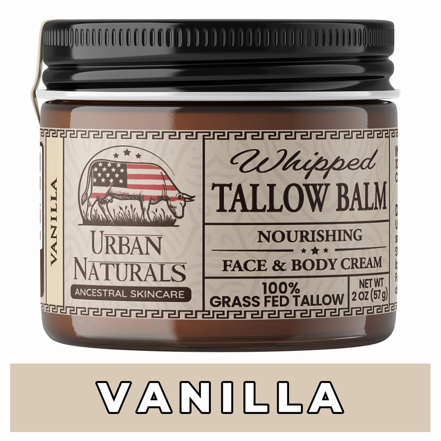 Urban Naturals Handmade Whipped Tallow Balm (Vanilla) - 100% Grass-fed Organic Body Butter with Infused Jojoba Oil, for Eczema, Rosacea, Baby - 2 oz