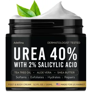 Urea Cream 40 Percent for Feet Maximum Strength, Urea Foot Cream for Dry Cracked Heels Feet Knees Elbows, 40% Urea Foot Repair Lotion 5.3 OZ