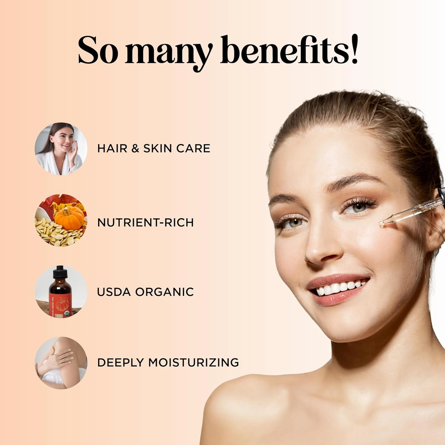 USDA Organic Pumpkin Seed Oil - 100% Pure Pumpkin Seed Oil for Hair Growth Dry Skin and Anti Aging Face Oil - Organic Hair Oil for Dry Damaged Hair and Growth - Virgin Cold Pressed & Unrefined (4oz)
