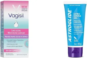 Vagisil Prohydrate Moisturizer & Lubricant, 8 Count, Pack of 1 (8 Total Applicators)   Astroglide Water Based Lube, Ultra Gentle Gel Personal Lubricant, Pack of 1 (3 oz)