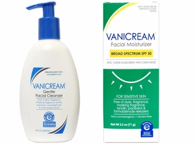 Vanicream Gentle Facial Cleanser and Moisturizer Set, 8 fl oz Cleanser, 2.5 oz SPF 30 Moisturizer, Fragrance-Free, For Sensitive Skin