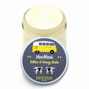Vanman's Tallow and Honey Balm With No Added Scent - Beef Tallow Face Moisturizer with Grass-Fed/Finished Beef Tallow for Skin, Organic Raw Honey and Beeswax, Cold Pressed Olive Oil - 2 oz
