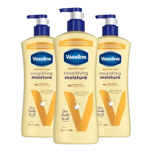 Vaseline Intensive Care Nourishing Moisture Body Lotion 3 Pk Made with Ultra-Hydrating Lipids   Pure Oat Extract for Dry Skin, for Nourished, Healthy-Looking Skin 20.3 oz