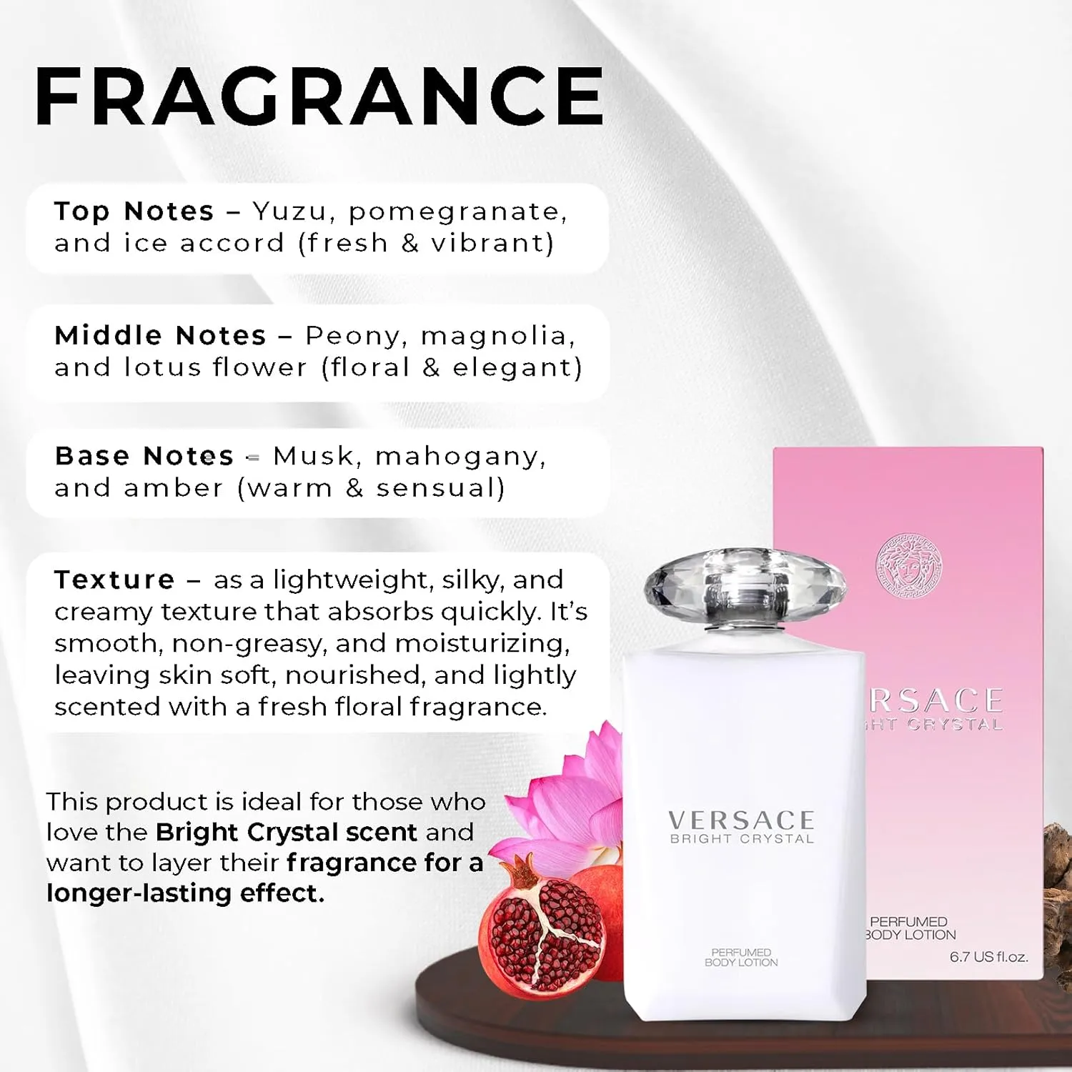 Versace Bright Crystal Perfumed Body Lotion for Women – 6.7 Ounces