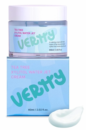 vertty Tea Tree XYLITOL Hydrating Facial Cream | Cooling, Redness Relief, Moisturizing Water Cream | Non-Comedogenic Moisturizer for Face | Long-lasting Hydration | Teens & Kids Skin Care (2oz)
