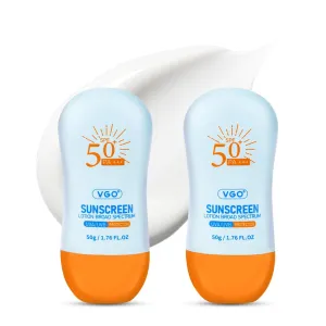 VGO Sunscreen for Face SPF 50 , Mineral Sunscreen with Zinc Oxide, Broad Spectrum Protection, No White Cast, Oil-Free & Non-Comedogenic, Suitable for All Skin Types & Tones, Travel Size (2 pack)