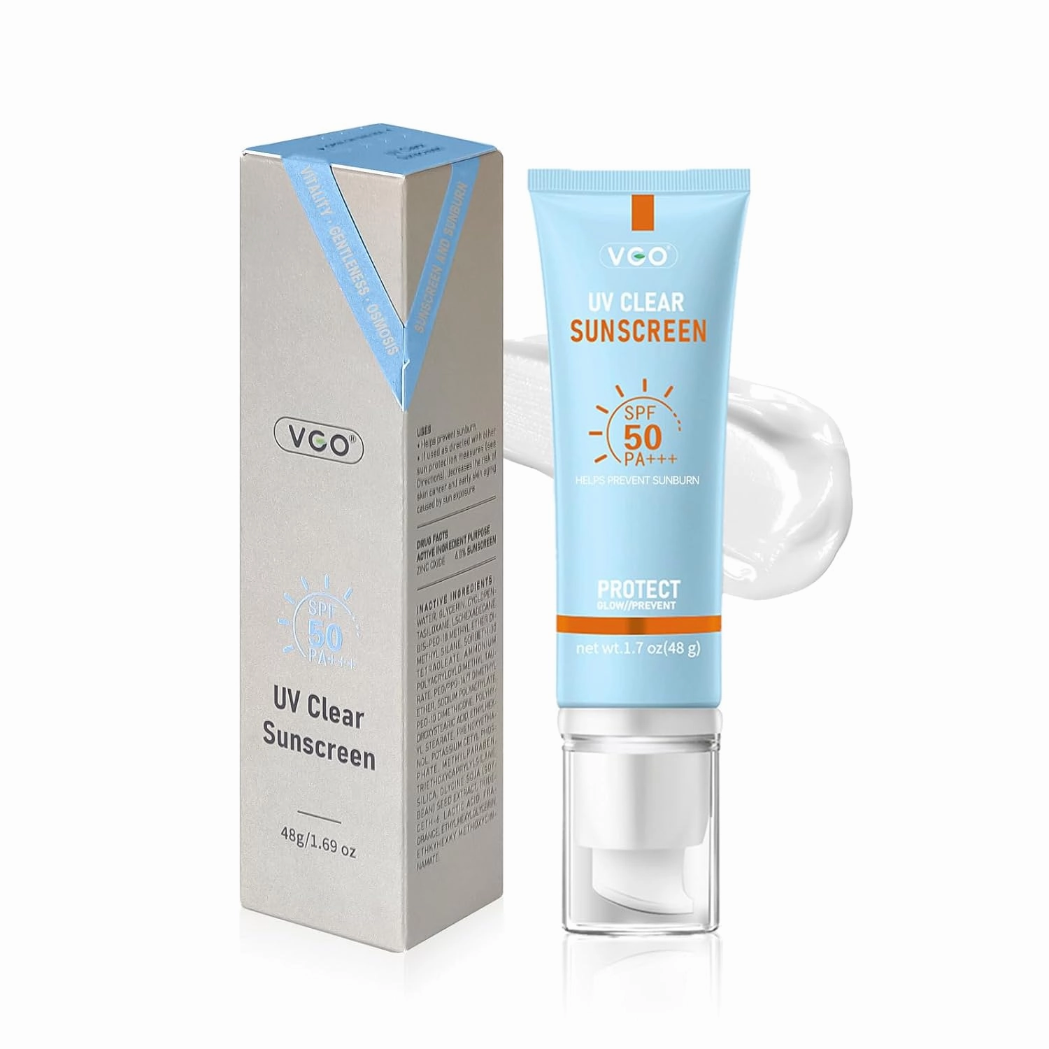 VGO Mineral Sunscreen for Face, Reef Safe Sunscreen, Oil-Free Face Moisturizer with SPF 50, Broad-Spectrum UVA/UVB Protection, Lightweight, Non-Comedogenic, Travel Size (1 pack)