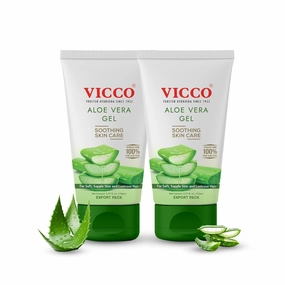 Vicco Aloe Vera Gel for Face, Skin & Hair, Hydrating & Nourishing Clear Gel, (Pack of 2) 5.07 Fl Oz
