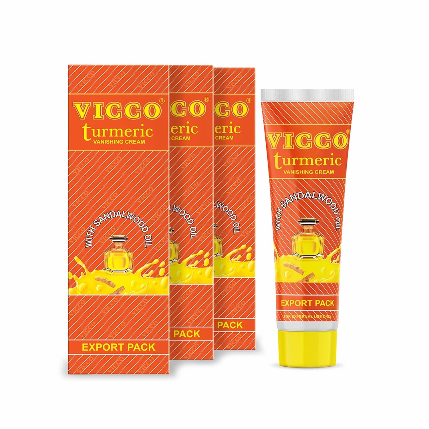 Vicco Turmeric Face Moisturizer Cream, with Sandalwood Oil 70 Year Legacy of Ayurveda, Hydrating with Natural Turmeric for Clear, Radiant Skin, Vegan, 100% Natural - 2.82 oz (3 Pack)