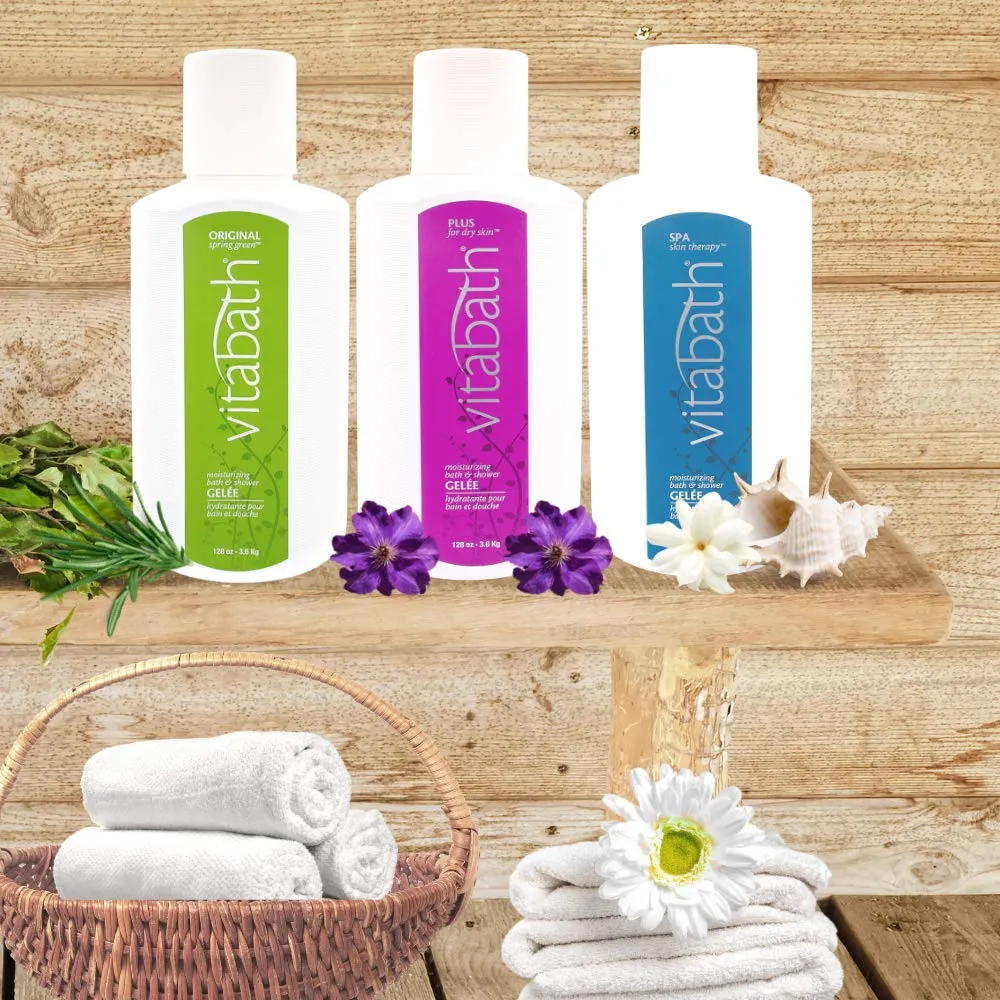Vitabath Original Spring Green Moisturizing Bath & Shower Gel Wash Invigorating Botanical Skin Rejuvenation Hydrating Dry Skincare Body Cleanser & Foaming Gelee - 128 oz