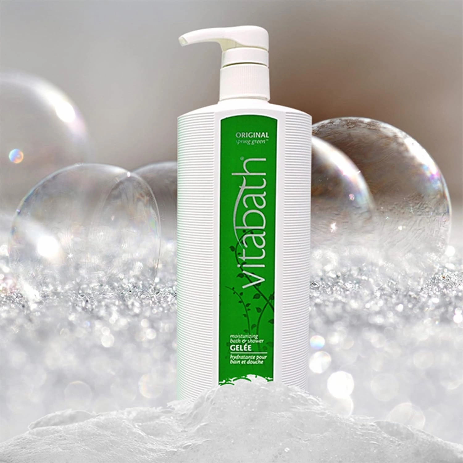 Vitabath Original Spring Green Moisturizing Bath & Shower Gel Wash Intoxicating Botanical Skin Rejuvenation, Hydrating Dry Skincare, Body Cleanser & Foaming Gelee - 32 oz