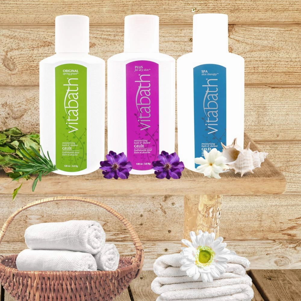 Vitabath Plus For Dry Skin Moisturizing Bath & Shower Gel Wash Replenishing Oils Deeply Hydrate & Soothe Dryness, Body Cleanser, Skin Restore & Foaming Gelee - 128 oz
