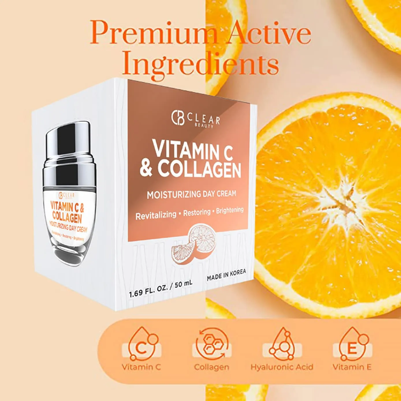 Vitamin C & Collagen Daily Face Moisturizer - Dermatologist Tested, Restores & Brightens Skin Tone, Firming, Anti-Aging Cream, Cruelty-Free Korean Skin Care, All Skin Types - 2 Pack