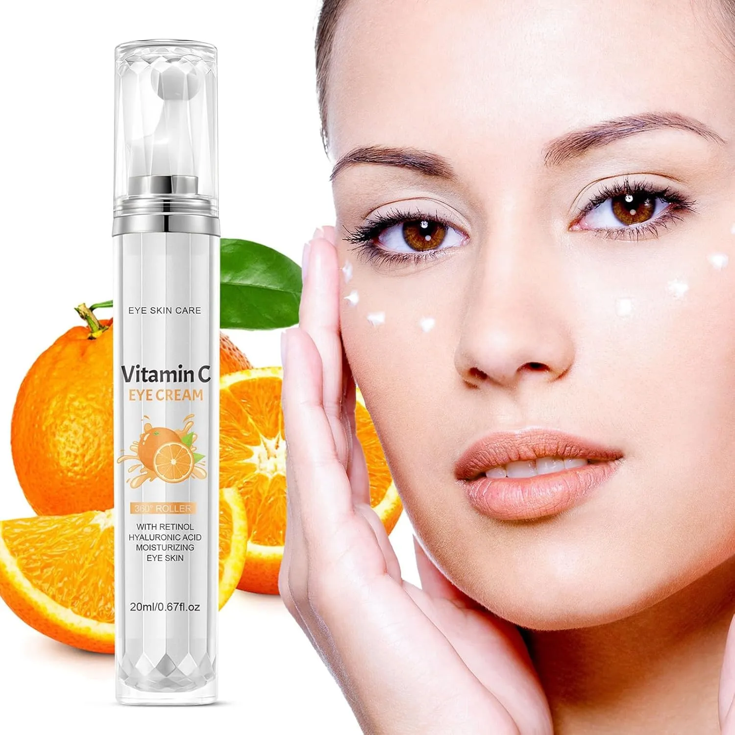 Vitamin C Under Eye Cream, Retinol Eye Cream Roller Ball For Dark Circles, Bags Under Eyes, Repair Cream Anti Aging Moisturizer, Retinol, Firm Smooth Firming Eyes (2)