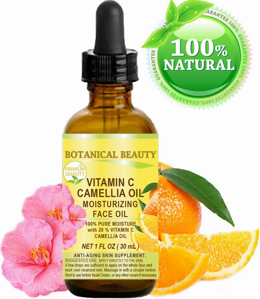 VITAMIN C CAMELLIA Oil Moisturizing Face Oil Anti-Aging Regenerating Nourishing 20% Vitamin C and 100% Pure Camellia Seed Oil 1 Fl. Oz - 30 ml by Botanical Beauty.