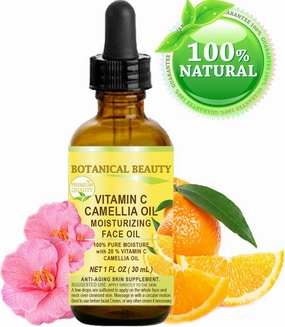 VITAMIN C CAMELLIA Oil Moisturizing Face Oil Anti-Aging Regenerating Nourishing 20% Vitamin C and 100% Pure Camellia Seed Oil 1 Fl. Oz - 30 ml by Botanical Beauty.
