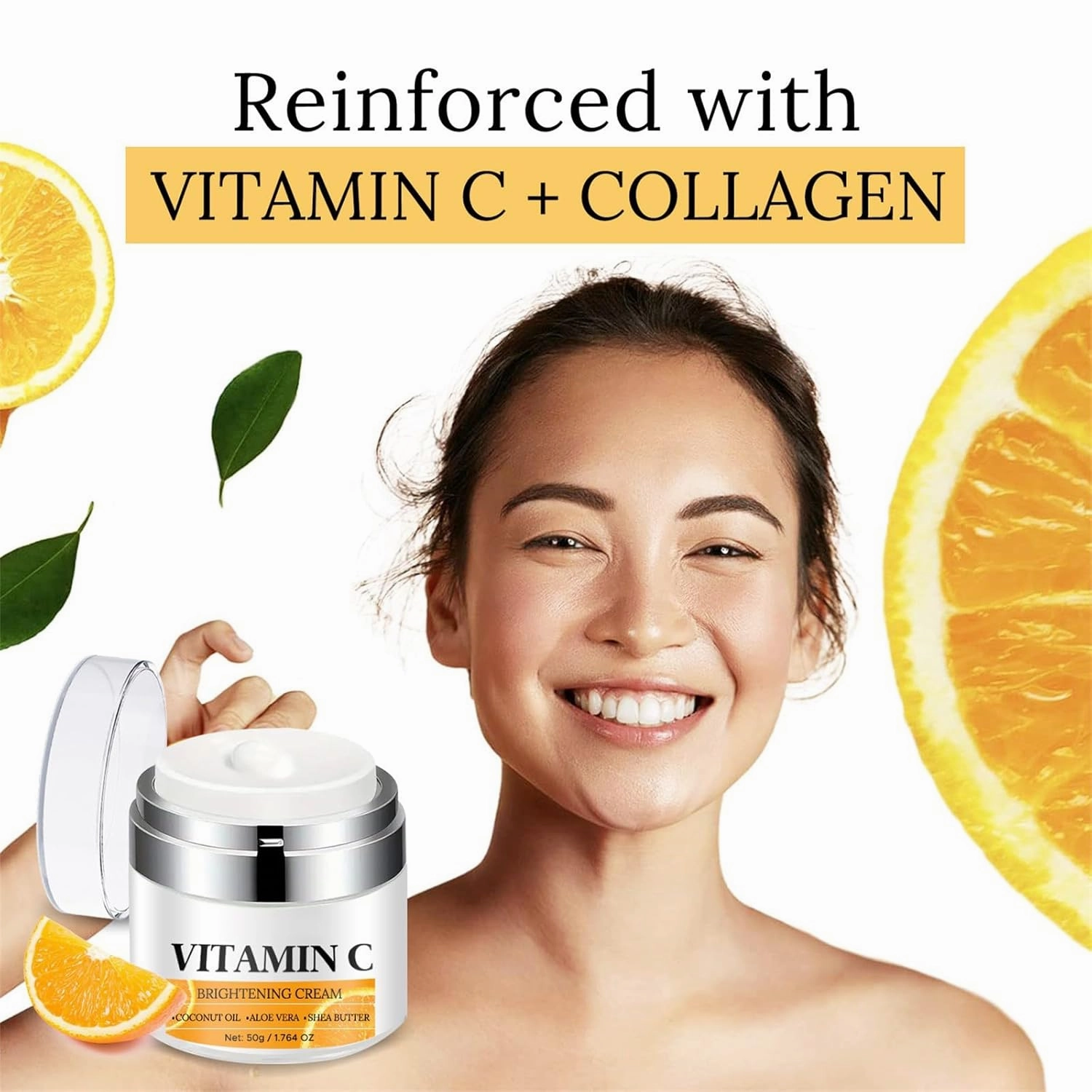 Vitamin C Daily Face Moisturizer - Moisturizer & Skin Repairing Facial Cream With Coconut Oil, Aloe Vera, Diminishes Dark Spots & Even Skin Tone, Skin Care For All Skin Types (2pcs, 1.76OZ)