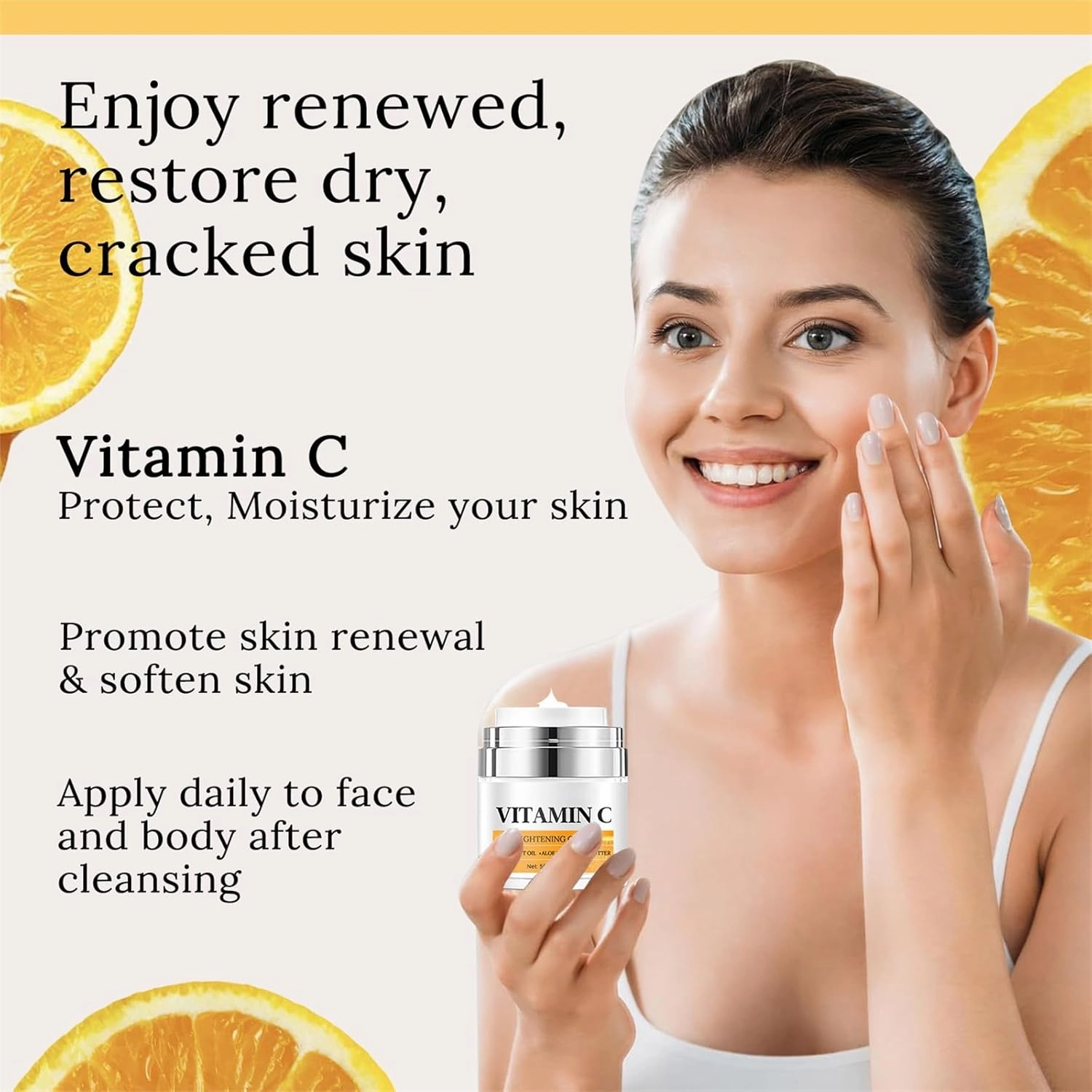 Vitamin C Daily Face Moisturizer - Moisturizer & Skin Repairing Facial Cream With Coconut Oil, Aloe Vera, Diminishes Dark Spots & Even Skin Tone, Skin Care For All Skin Types (2pcs, 1.76OZ)
