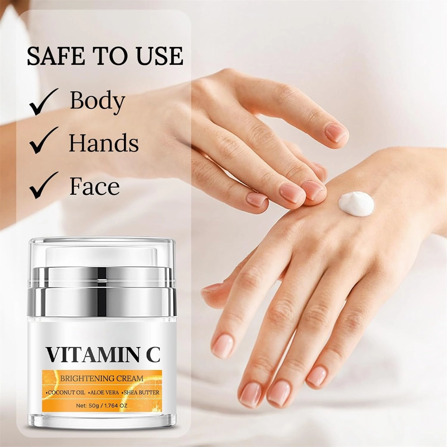 Vitamin C Daily Face Moisturizer - Moisturizer & Skin Repairing Facial Cream With Coconut Oil, Aloe Vera, Diminishes Dark Spots & Even Skin Tone, Skin Care For All Skin Types (2pcs, 1.76OZ)