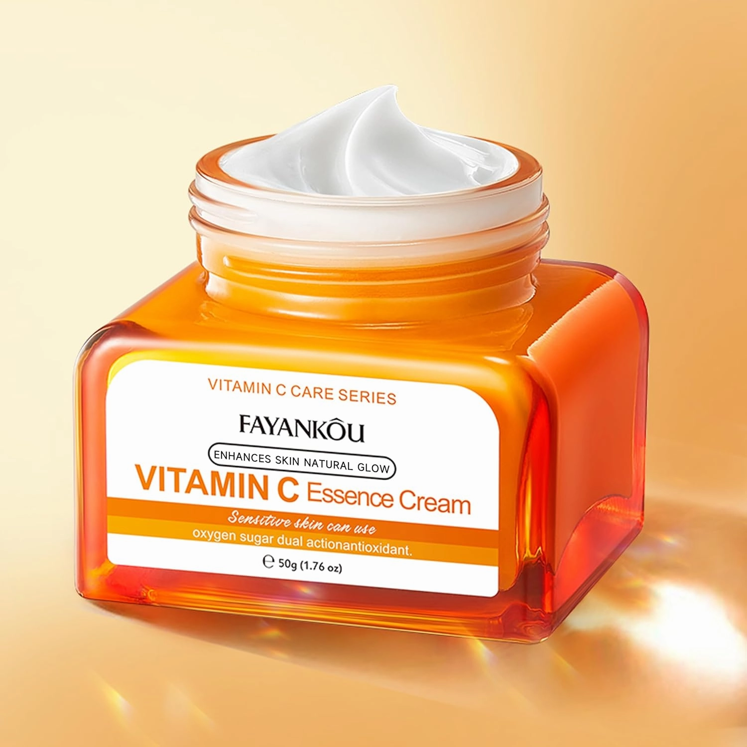 Vitamin C Essence Cream - Brightening & Antioxidant Face Moisturizer with Natural VC Extract - Lightweight, Non-Sticky Formula for Dullness & Uneven Skin Tone - 1.7 Oz