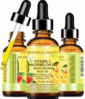 VITAMIN C WATERMELON OIL Moisturizing Face Oil Anti-Aging Regenerating Nourishing 20% Vitamin C and 100% Pure Watermelon Seed Oil 1 Fl. Oz - 30 ml.by Botanical Beauty