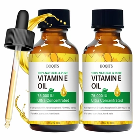 Vitamin E Oil Blend 75,000 IU, Pure Vitamin E Oil for Skin, Face and Scars, Body Bath Oils Moisturizing Dry Skin, Easy to Absorb (2 Pack)