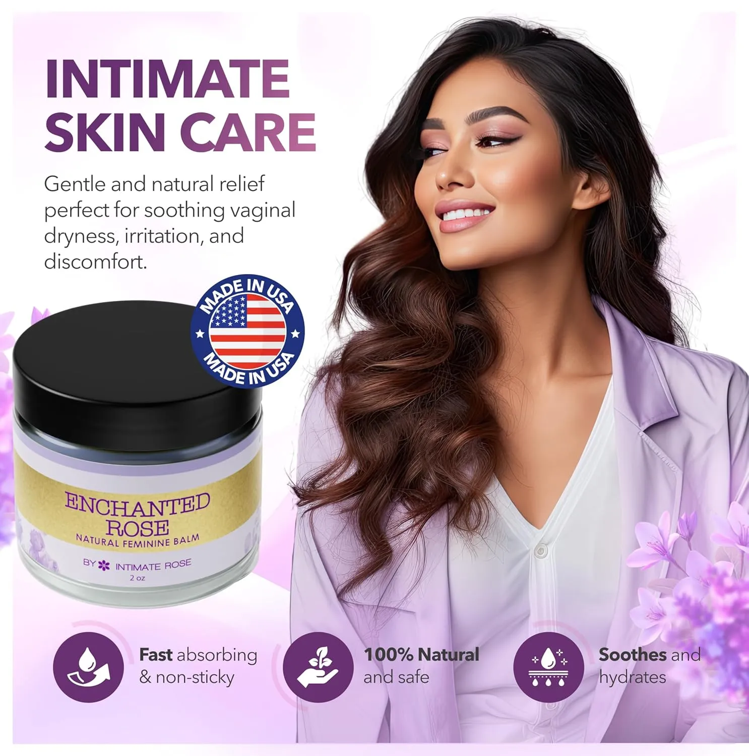 Vulva Balm & Organic Vaginal Moisturizer for Women: Natural Vulva Moisturizer & Vulva Cream for Dryness on Intimate Skin - NON Estrogen Cream - Perfect for Menopause & Shaving Rash Relief