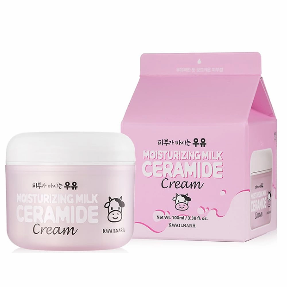 WELCOS Kwailnara Moisturizing Milk Ceramide Cream | Long Lasting Hydrating, Soothing, Nourishing w/Milk Protein Extract, Royal Jelly, Ceramide | Korean Skin Care | 100ml / 3.38 Fl. oz