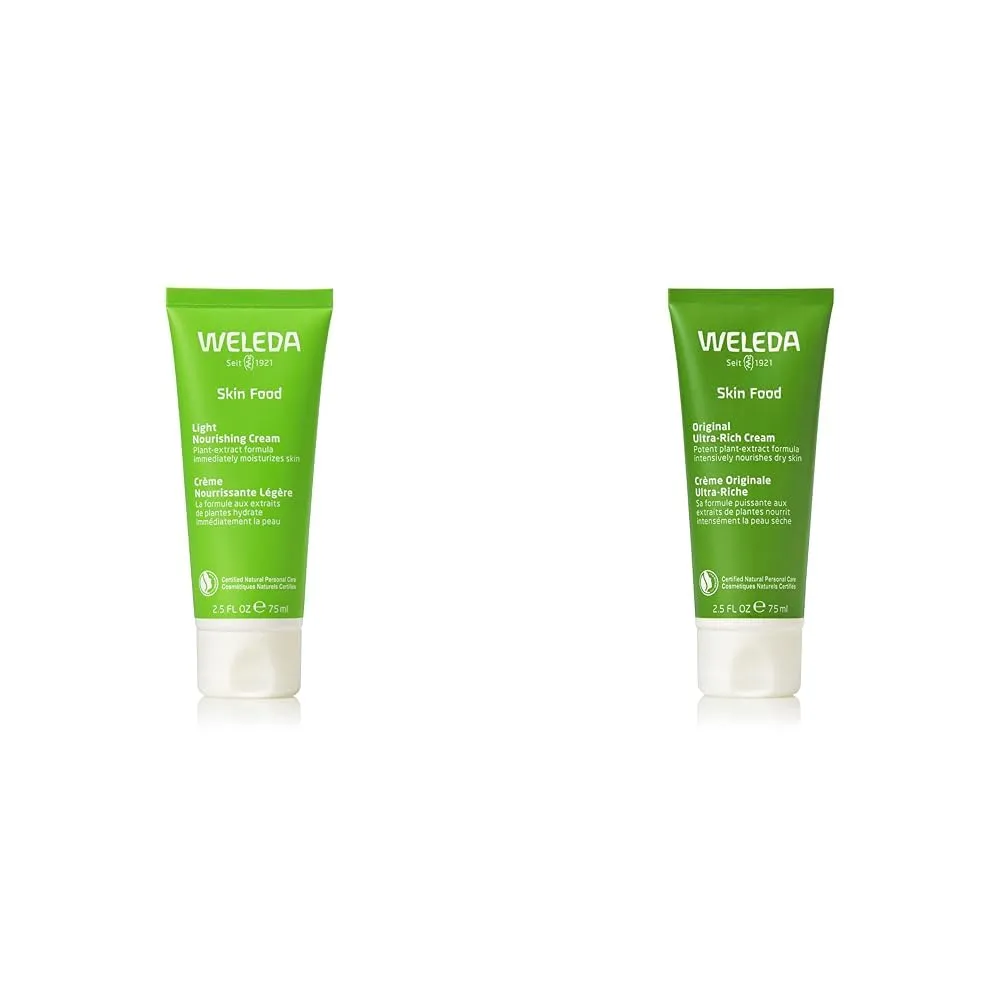 Weleda Skin Food Light Nourishing Body Cream 2.5 Fluid Ounce & Skin Food Original Ultra-Rich Body Cream 2.5 Fluid Ounce, Plant Rich Hydrating Moisturizer with Pansy, Chamomile and Calendula