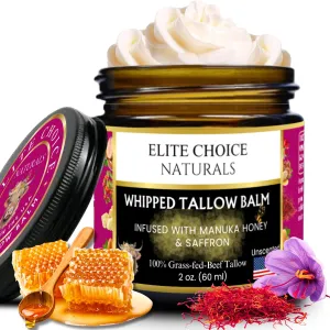 Whipped Tallow Balm - 100% Grass-Fed Beef Tallow, Pure Organic Moisturizer for Face & Body, Anti-Aging, Wrinkles, Fine Lines, Firming, Uneven Tone & Pigmentation - Handmade (2 Fl oz, Unscented)