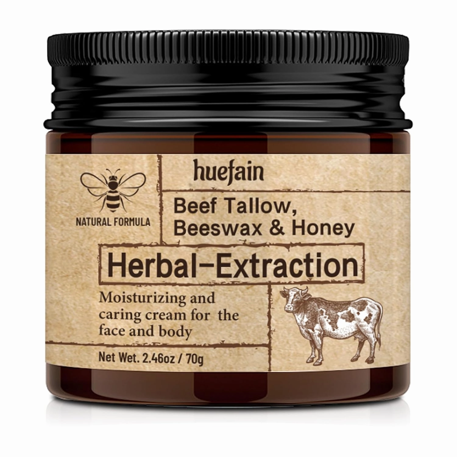 Whipped Beef Tallow for Skin Moisturizer | Beeswax and Honey Natural | 100% Grass Fed | Tallow for Face and Body, Handmade (2.5 fl. oz)