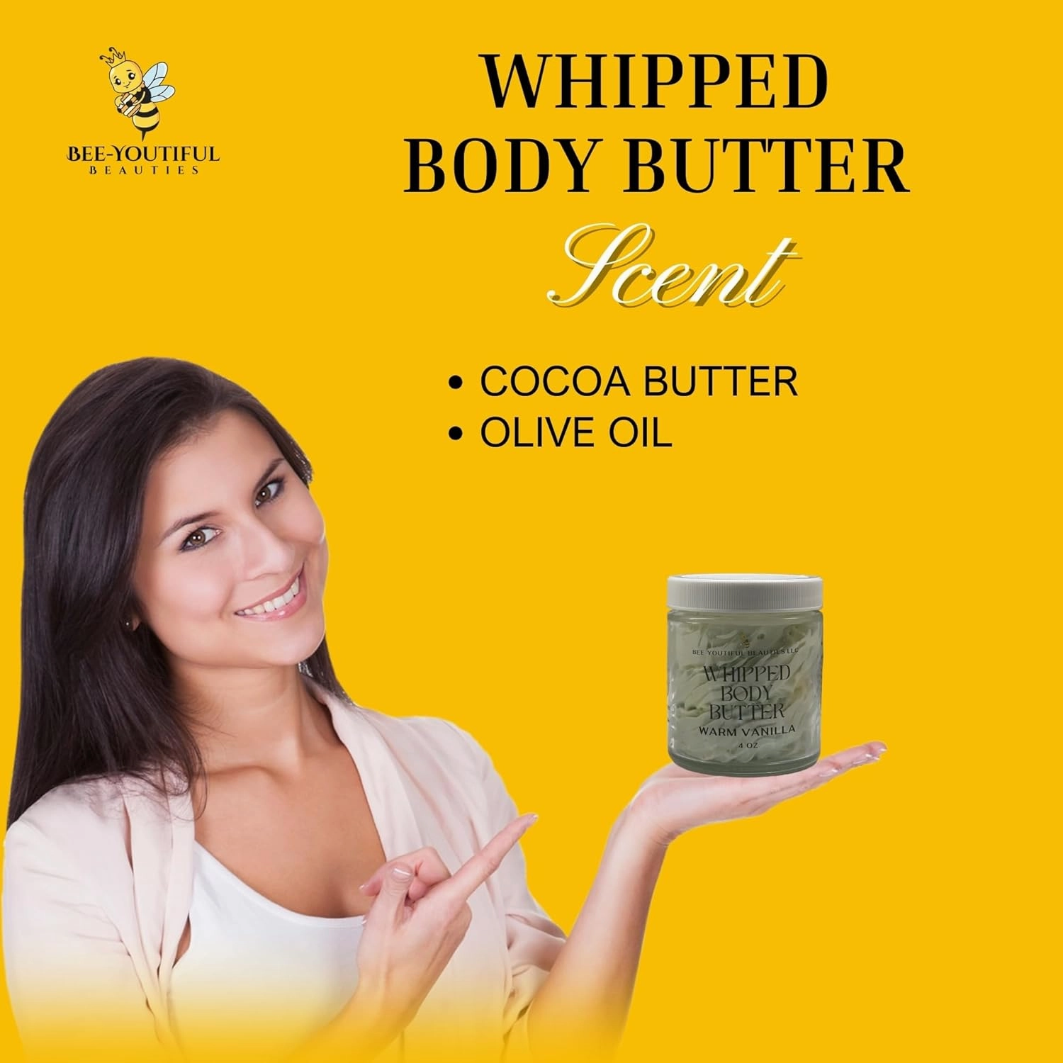 Whipped Shea   Beeswax Body Butter | Hydrating Moisturizer with Shea Butter, Mango Butter Cocoa Butter, & Beeswax for Nourishing Body Care - 8oz - Warm Vanilla